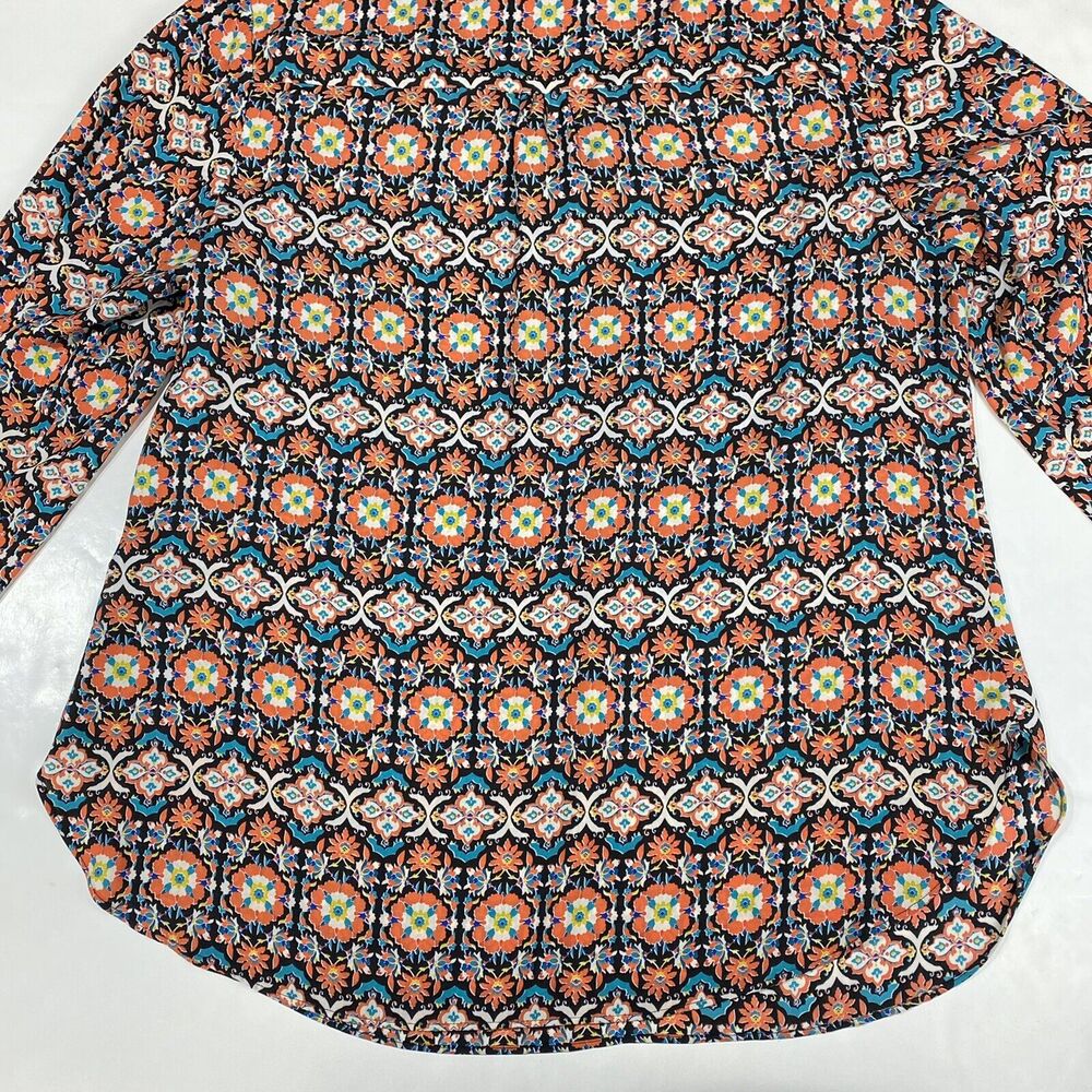Boho Tunic Top Zac & Rachel 1X Orange Teal Multicolor Pattern Zip Neckline - Picture 12 of 12